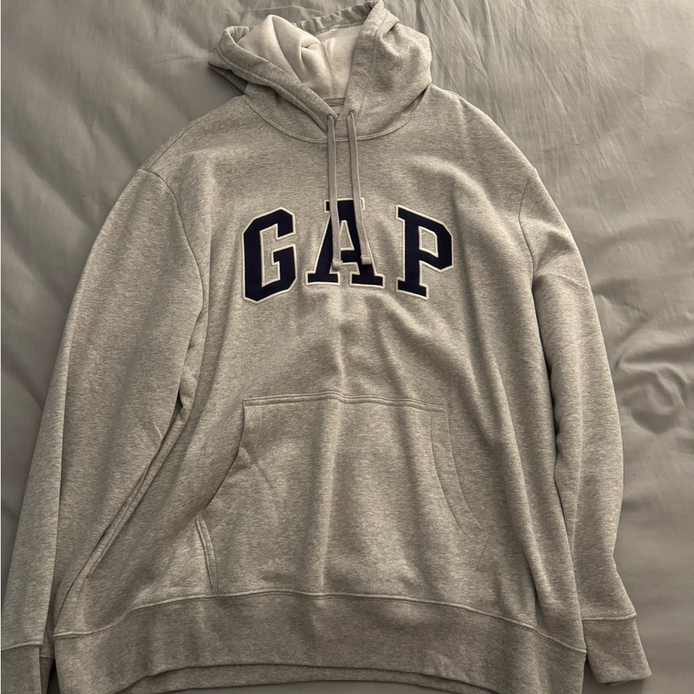 Gap Logo Pullover Hoodie Sweatshirt Light Heather Grey XXL 2XL